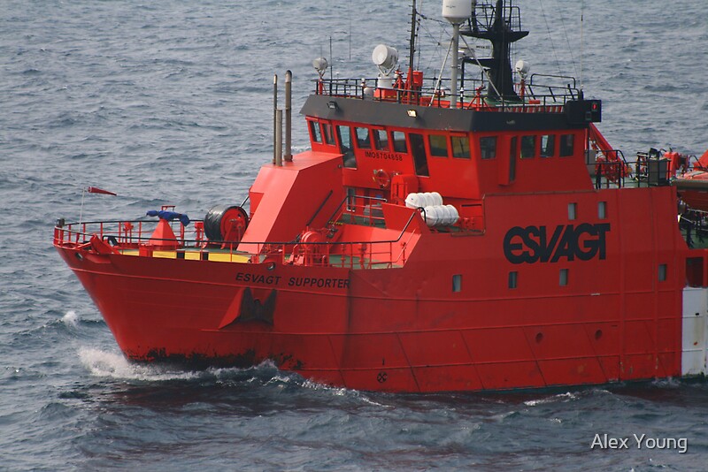 "North Sea oil rig standby vessel Esvagt Supporter." by Alex Young