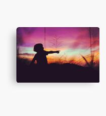 Playful kid at sunset Canvas Print