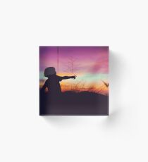 Playful kid at sunset Acrylic Block