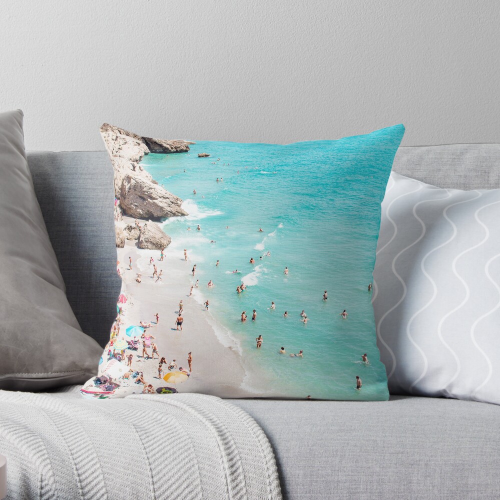 Coastal, Beach art, Blue Water, Sea, Ocean Throw Pillow