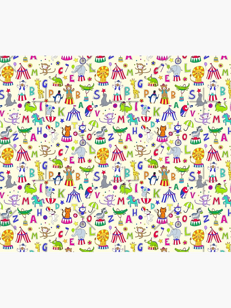 Circus Animal Alphabet - multicoloured on cream - Cute animal pattern by Cecca Designs by Cecca-Designs