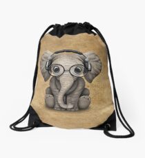 Mochila saco Cute Baby Elephant Dj con auriculares y gafas