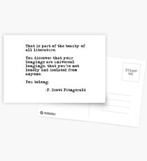The beauty of all literature - F Scott Fitzgerald Postcards