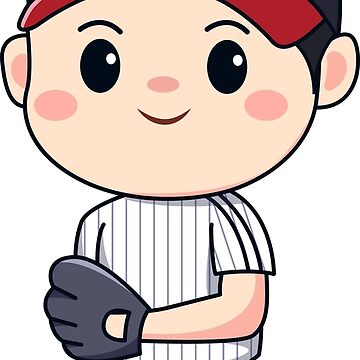 Cute Boy Playing Baseball Cartoon - Cute Boy Playing Baseball Cartoon -  Sticker