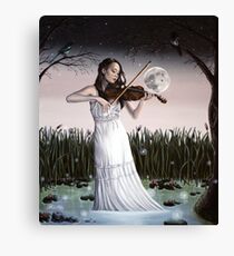 Reverie - Girl playing Violin in Moonlight Canvas Print