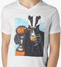Camiseta para hombre de cuello en v Craft Beer Badger