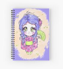 Chibi girl wearing a pink yukata Spiral Notebook