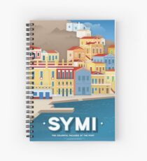 Colorful facades at the port, Symi (GR) Spiral Notebook
