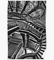 Old Style Workmanship (Monochrome Version) - The Grand Staircase, Queen Victoria Building - The HDR Experience Poster