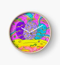 Psychedelic Project - Eggs - Dragon Eggs - Game Of Thrones - Rick and Morty poster style Clock