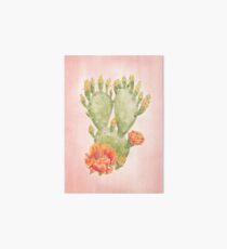Cactus and Flowers on Blush Pink Background - Watercolour Painting Print by Magda Opoka Art Board