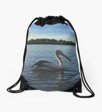 Pelican, Maroochy River, Queensland Drawstring Bag