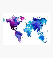 Aquarell Karte der Welt Fotodruck