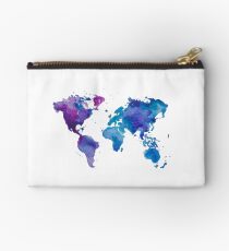 Watercolor Map of the World Studio Pouch