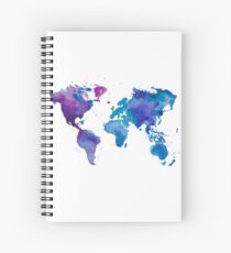 Watercolor Map of the World Spiral Notebook