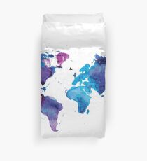 Watercolor Map of the World Duvet Cover