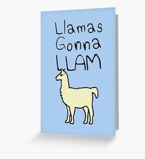 Lamas kommen zu Llam Grußkarte