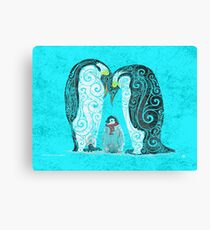 Swirly Penguin Family Canvas Print