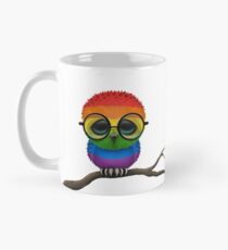 Nerdy Gay Pride-Regenbogen-Baby-Eule auf einer Niederlassung Tasse