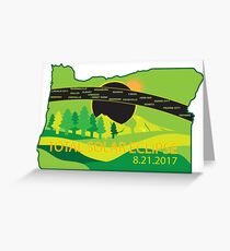 2017 Total Solar Eclipse Across Oregon Cities Map Illustration Greeting Card