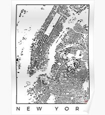 New York Map Schwarzplan Only Buildings Urban Plan Poster