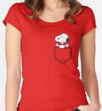 Pocket Snoopy Dog Women's Fitted Scoop T-Shirt