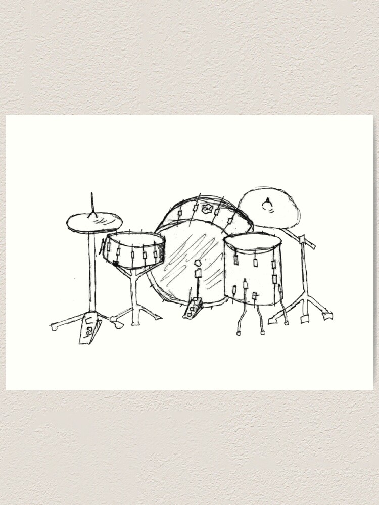 Drum Kit Drawing Art Print