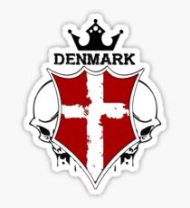 Denmark Flag - Coat of Arms - Skull Design - Scandinavia - Denmark Sticker