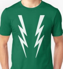White lightening bolts on green - Boosh inspired Unisex T-Shirt