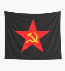 Hammer & Sichel, Roter Stern, Kommunistischer Stern, Kommunismus, auf SCHWARZ Wandbehang