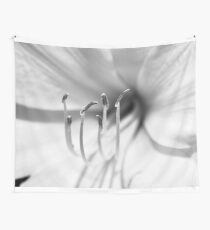 Black and White Macro Lily Wall Tapestry