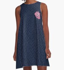 McGregor Mayweather LA Presser - Pink Rose Fuck You Pinstripe A-Line Dress