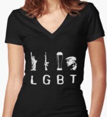 Liberty Guns Beer Trump Women's Fitted V-Neck T-Shirt
