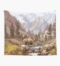 Grizzly Bear Landscape Wall Tapestry
