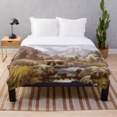 Grizzly Bear Landscape Throw Blanket