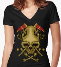 Skull Axe Women's Fitted V-Neck T-Shirt