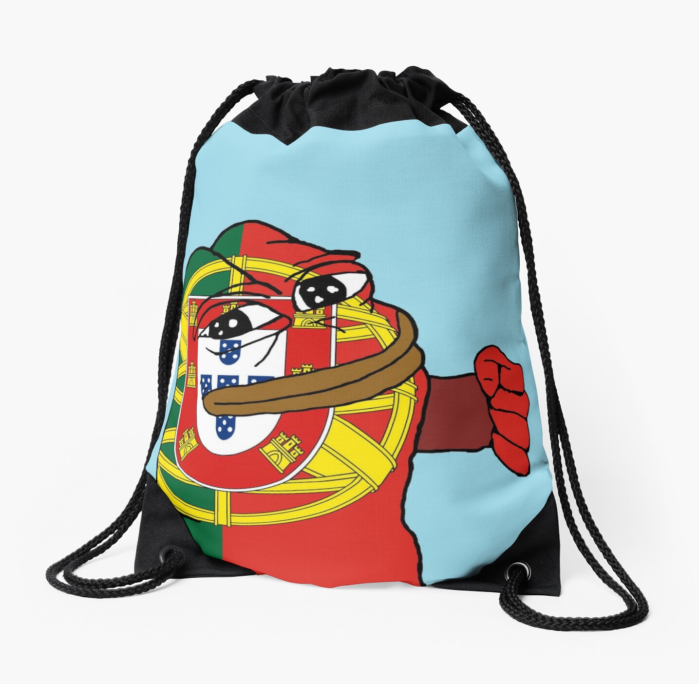 Punching Pepe Portugal Drawstring Bags By Meme Magician Redbubble
