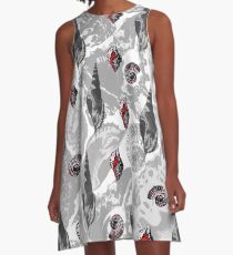 Grey and Red seashells pattern A-Line Dress