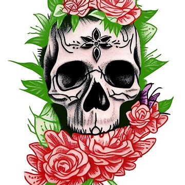 Skull with floral crown | Art Print