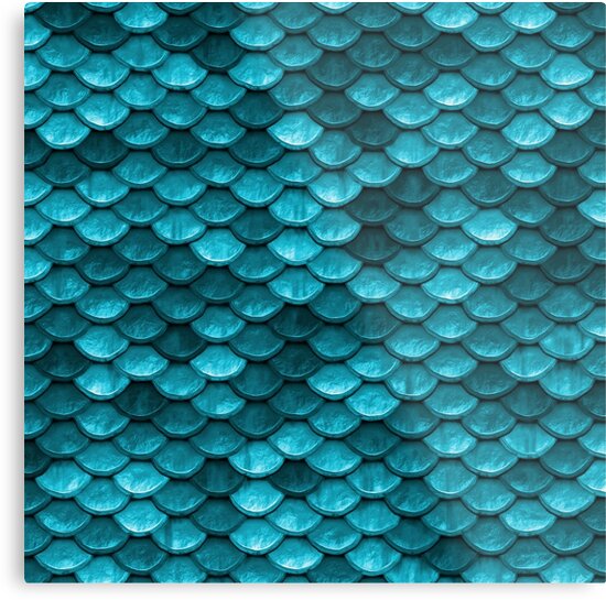 Lámina metálica «Hermoso azul marino azul turquesa sirena escamas» de