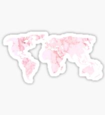 Pink Marble World Map Sticker