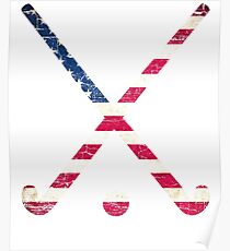 USA Flag Field Hockey Poster