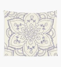 Vintage navy blue ivory elegant floral mandala Wall Tapestry