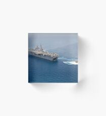 A landing craft air cushion approaches the well deck of USS Kearsarge. Acrylic Block
