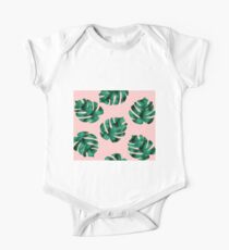 Tropical fern leaves on peach One Piece - Short Sleeve
