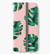 Tropical fern leaves on peach iPhone Wallet/Case/Skin