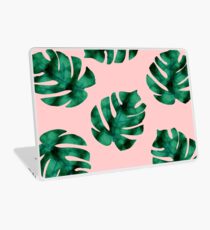 Tropical fern leaves on peach Laptop Skin