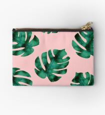 Tropical fern leaves on peach Studio Pouch