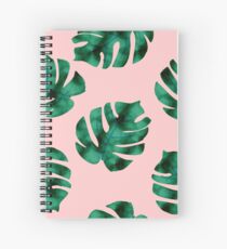 Tropical fern leaves on peach Spiral Notebook