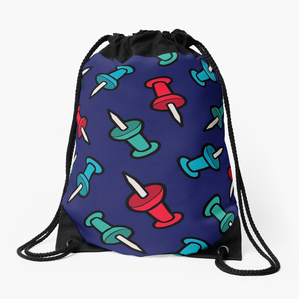 Map Tack Pattern Drawstring Bag